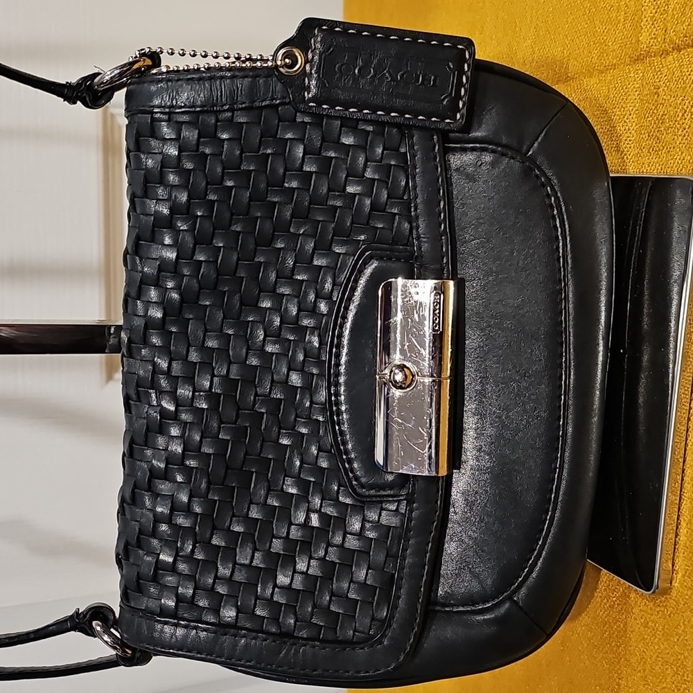 Coach Kristin Woven Braided Black Leather Crossbody Purse 47478 - EUC